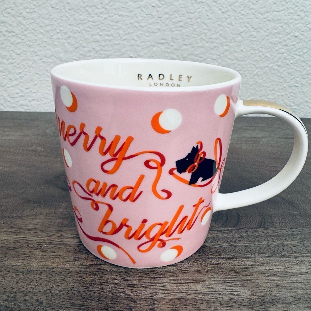 Radley London Scottie Scottish Terrier Dog Pink Holiday Ceramic Mug Cup